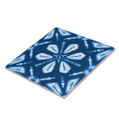 Shibori Blue Star Bloem Tegeltje (Zijkant)