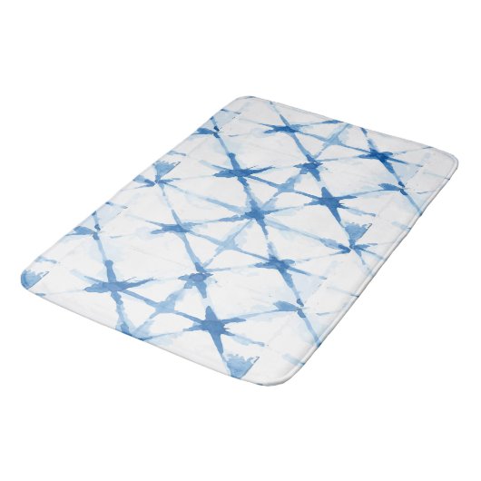 Shibori Blue Tie Dye Triangle Bath Mat (Gekanteld)
