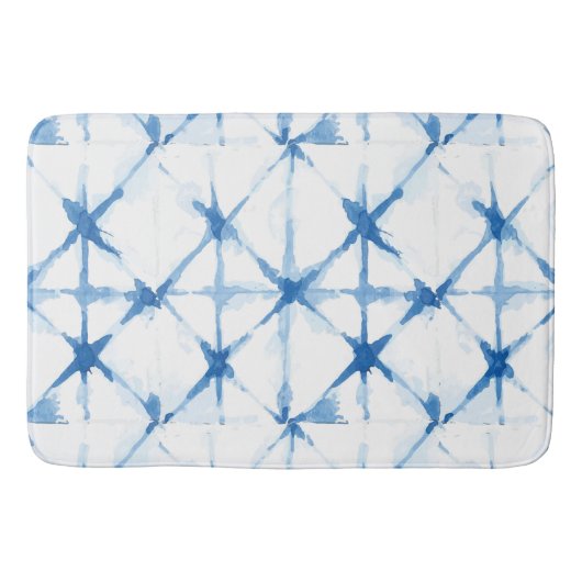 Shibori Blue Tie Dye Triangle Bath Mat (Voorkant)