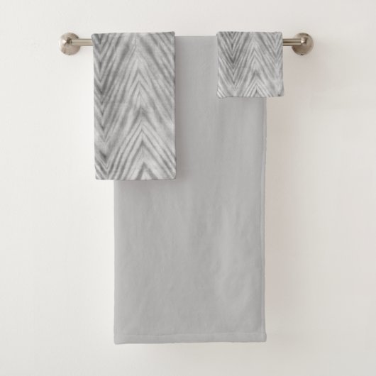 Shibori Dye Grijs Chevron Boho Badhanddoek Set Bad Handdoek (Insitu)
