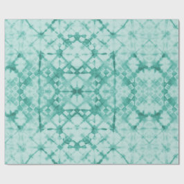 Shibori Dyed Checkerboard Teal Cadeaupapier