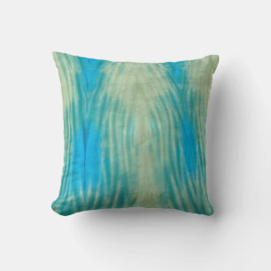 Shibori Fabric Boho Blue Green Tie Pillow Kussen