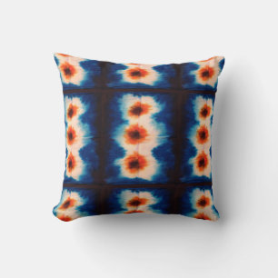 Shibori Fabric Boho Blue Oranje Tie Dye Pillow Kussen