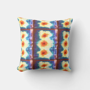 Shibori Fabric Boho Blue Oranje Tie Dye Pillow Kussen