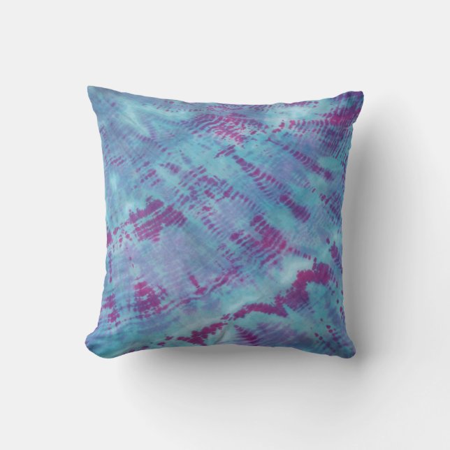 Shibori Fabric Boho Blue Paarse Tie Dye Pillow Kussen (Voorkant)