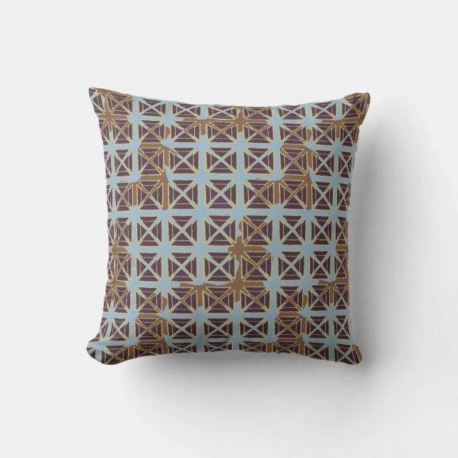 Shibori Fabric Boho Brown Blue Tie Pillow Kussen (Voorkant)