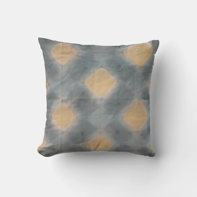 Shibori Fabric Modern Blue Stripe Tie Pillow Kussen (Voorkant)