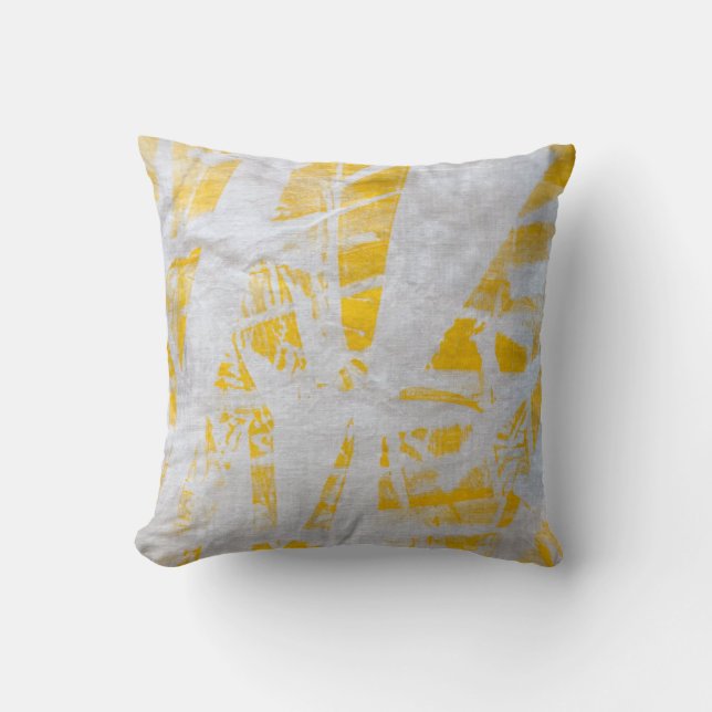 Shibori Fabric Modern Yellow Tie Pillow Kussen (Voorkant)