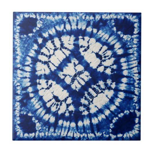 Shibori geverfde keramische Tegel Tegeltje (Voorkant)