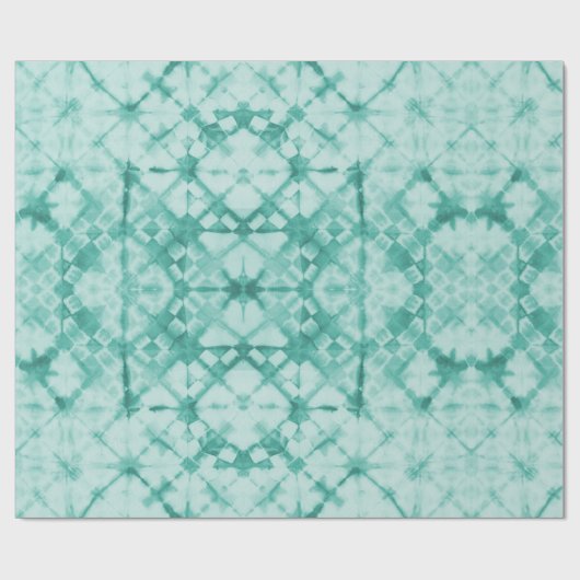 Shibori Geverfde Schaakbord Teal Cadeaupapier (Vlak)