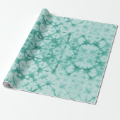 Shibori Geverfde Schaakbord Teal Cadeaupapier (Uitgerold)