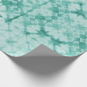Shibori Geverfde Schaakbord Teal Cadeaupapier (Hoek)