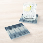 Shibori Indigio Print Glazen Onderzetter (Schuin)