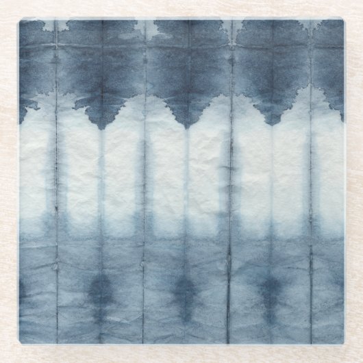 Shibori Indigio Print Glazen Onderzetter (Voorkant)