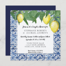  Shibori Indigo Blue met Lemon Couples Shower Kaart