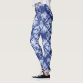 Shibori Indigo Blue Tie Dye Abstract Twist Pattern Leggings (Links)