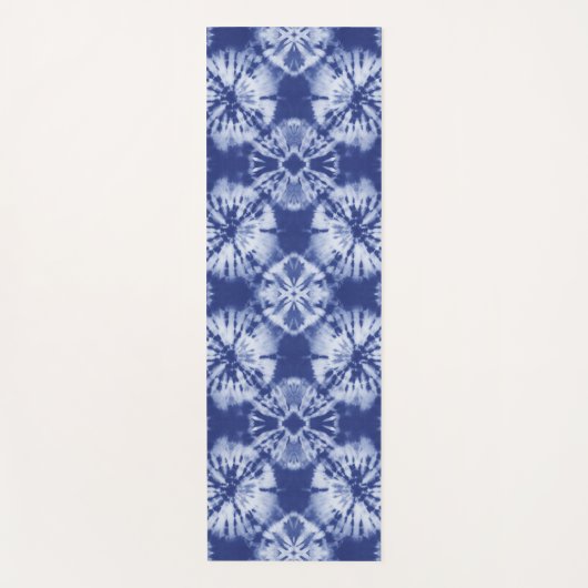 Shibori Indigo Blue Tie Dye Abstract Yogamat (Voorkant)