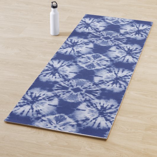Shibori Indigo Blue Tie Dye Abstract Yogamat (In situ)