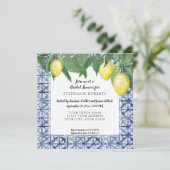 Shibori Navy n White w Lemon Citrus Vrijgezellenfe Kaart (Staand voorkant)