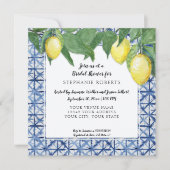 Shibori Navy n White w Lemon Citrus Vrijgezellenfe Kaart (Voorkant)