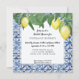 Shibori Navy n White w Lemon Citrus Vrijgezellenfe Kaart