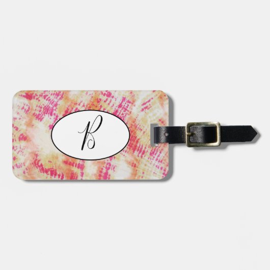 Shibori Pink Oranje Tie Dye Bagagelabel (Voorkant horizontaal)