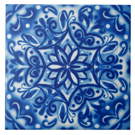 Shibori Snowflake Tegeltje (Voorkant)