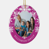Shibori Snowflakes Tie Dye Magenta Family Foto Keramisch Ornament (Rechts)