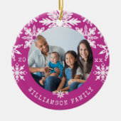Shibori Snowflakes Tie Dye Magenta Family Foto Keramisch Ornament (Voorkant)