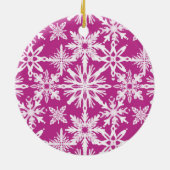 Shibori Snowflakes Tie Dye Magenta Family Foto Keramisch Ornament (Achterkant)