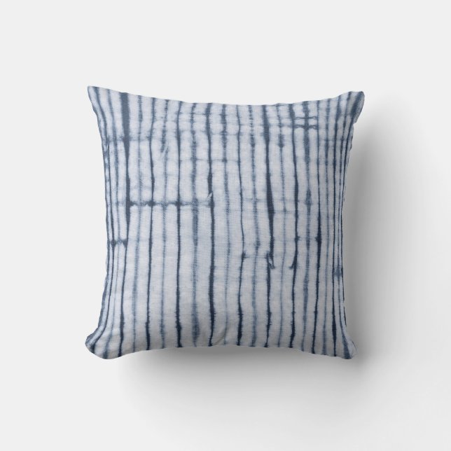 Shibori Stripe, SL Indigo Kussen (Voorkant)