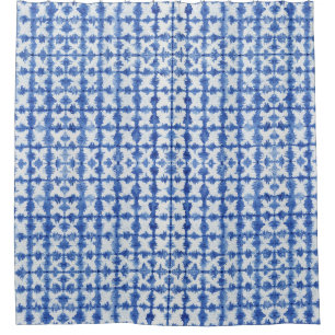 Shibori Stropdas geverfd Indigo Blue n White X Pat Douchegordijn