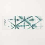 Shibori Style Modern Waterverf Smaragd Green Yogamat (Voorkant (horizontaal))