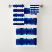 Shibori Tie Dye Blue Boho Bath set Bad Handdoek (Insitu)