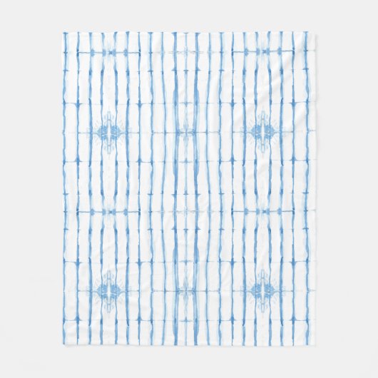 Shibori Tie Dye Blue Line Pattern Fleece Blanket Deken (Voorkant)