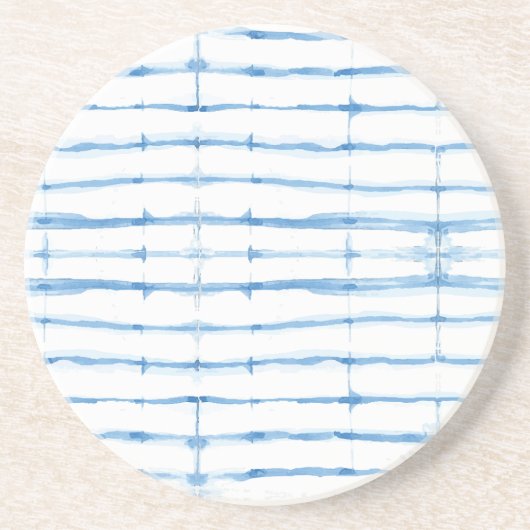 Shibori Tie Dye Blue Line Pattern Onderzetter (Voorkant)