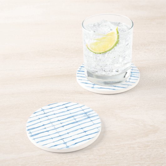 Shibori Tie Dye Blue Line Pattern Onderzetter (Zijkant)
