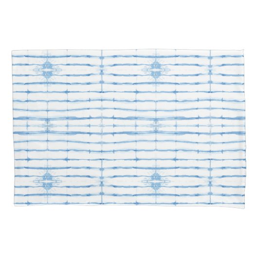 Shibori Tie Dye Blue Line Pattern Pillow Hoesje Kussensloop (Voorkant)
