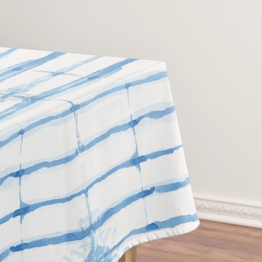 Shibori Tie Dye Blue Line Pattern Tablecloth Tafelkleed (Voorbeeld)