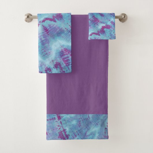 Shibori Tie Dye Blue Paars Boho Bath Bad Handdoek (Insitu)