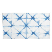 Shibori Tie Dye Blue Triangle Pattern Hoesje Kussensloop (Achterkant-Rechts)