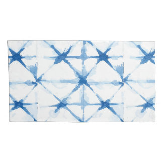 Shibori Tie Dye Blue Triangle Pattern Hoesje Kussensloop