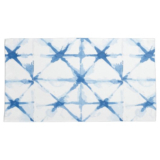 Shibori Tie Dye Blue Triangle Pattern Hoesje Kussensloop (Voorkant-Rechts)