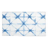 Shibori Tie Dye Blue Triangle Pattern Hoesje Kussensloop (Achterkant-Links)