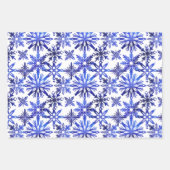 Shibori Tie Dye Indigo Blue Snowflakes Patroon Inpakpapier Vel (Voorkant 2)