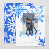 Shibori Tie Dye Royal Blue Snowflakes foto Feestdagenkaart (Voorkant / Achterkant)