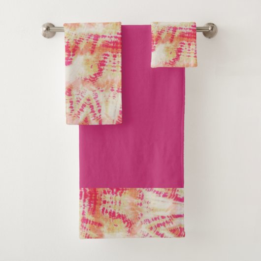 Shibori Tie Dye Roze Sinaasappel Boho Badhanddoek  Bad Handdoek (Insitu)