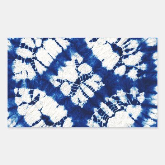 Shibori Tie Dye South Zeeen Indigo Batik Rechthoekige Sticker (Voorkant)