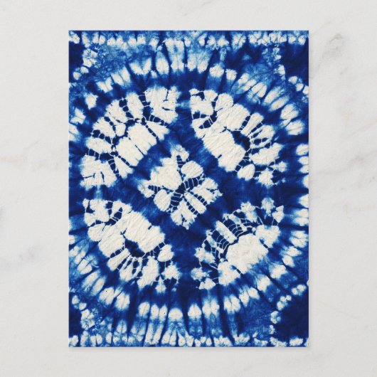 Shibori Tie Dye Zuidzee Indigo Batik Briefkaart (Voorkant)