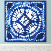 Shibori Tie Dye Zuidzee Indigo Batik Canvas Afdruk (Insitu (Houten vloer))